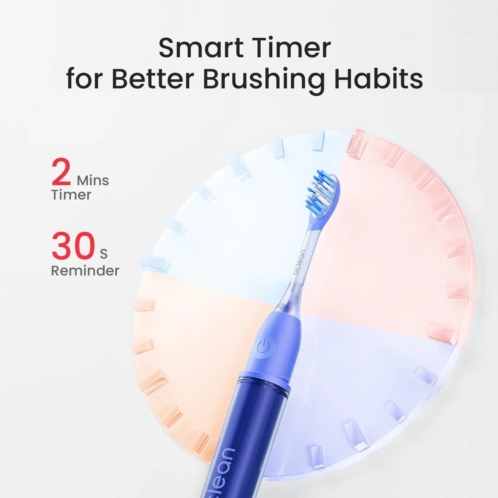 Oclean Orange Ease S Rechargable Electric Travel Toothbrush w/ 3 Heads