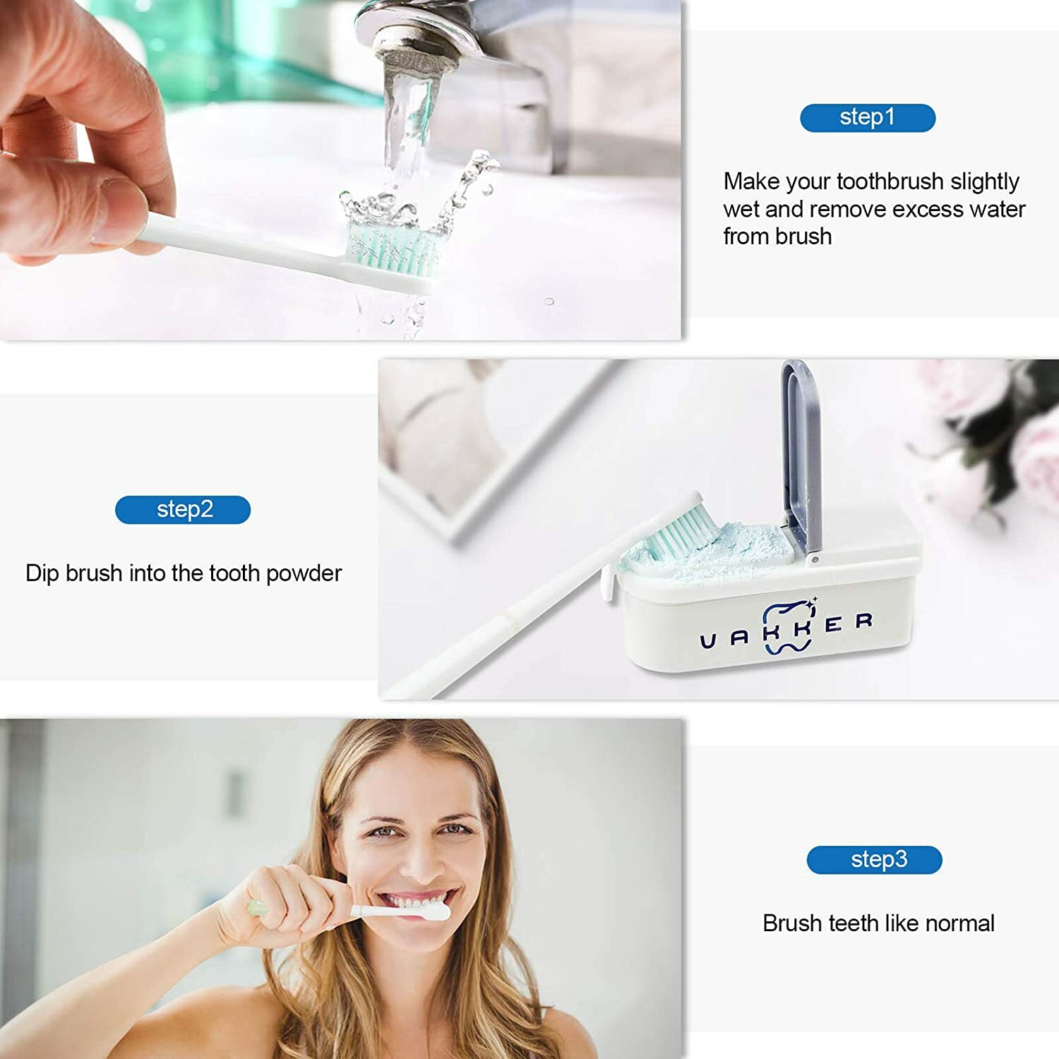 60 Days Supply Teeth Whitening Powder Tooth Whitener Stains Remover Mint Flavor