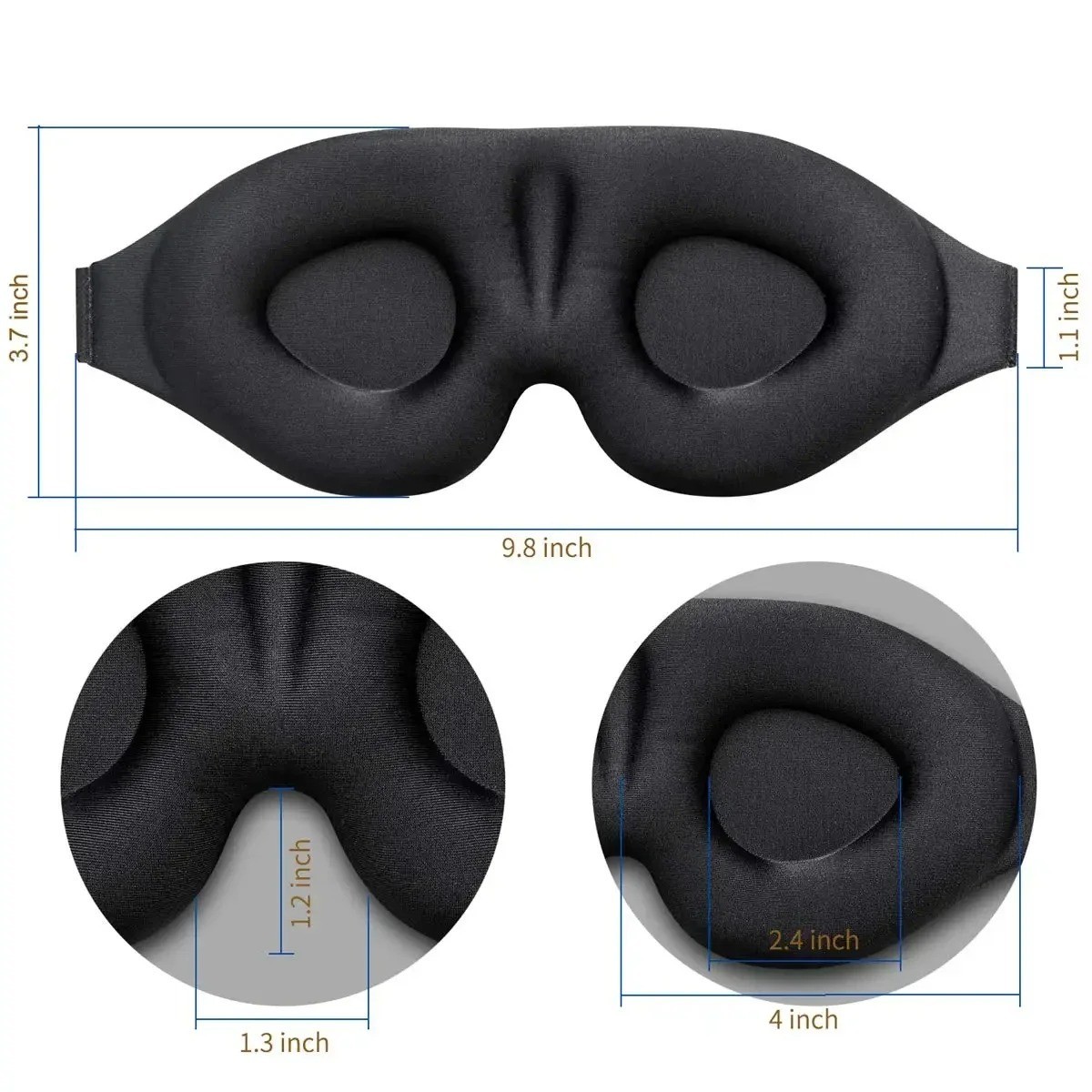 3D Sleep Mask Contoured Cup Blindfold Concave Molded Night Eye Mask Block Out Li