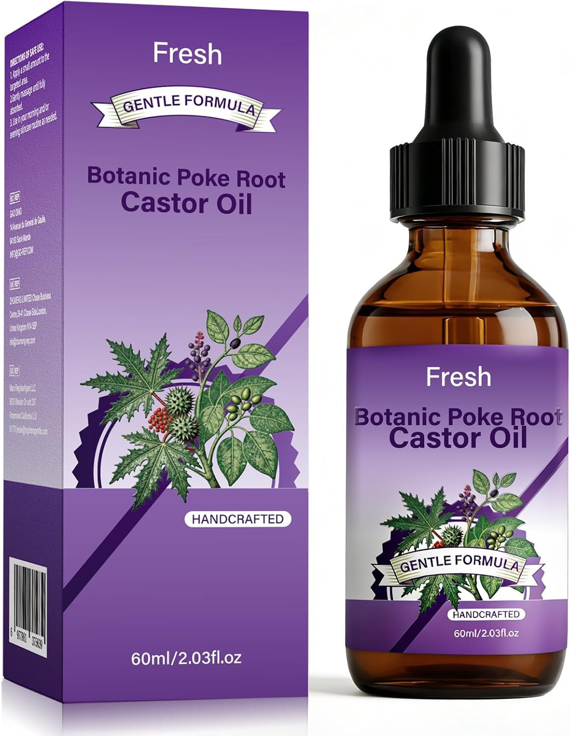 Organic Poke Root and Castor Oil – Herbal Massage Oil, Traditional Infusion, Nat