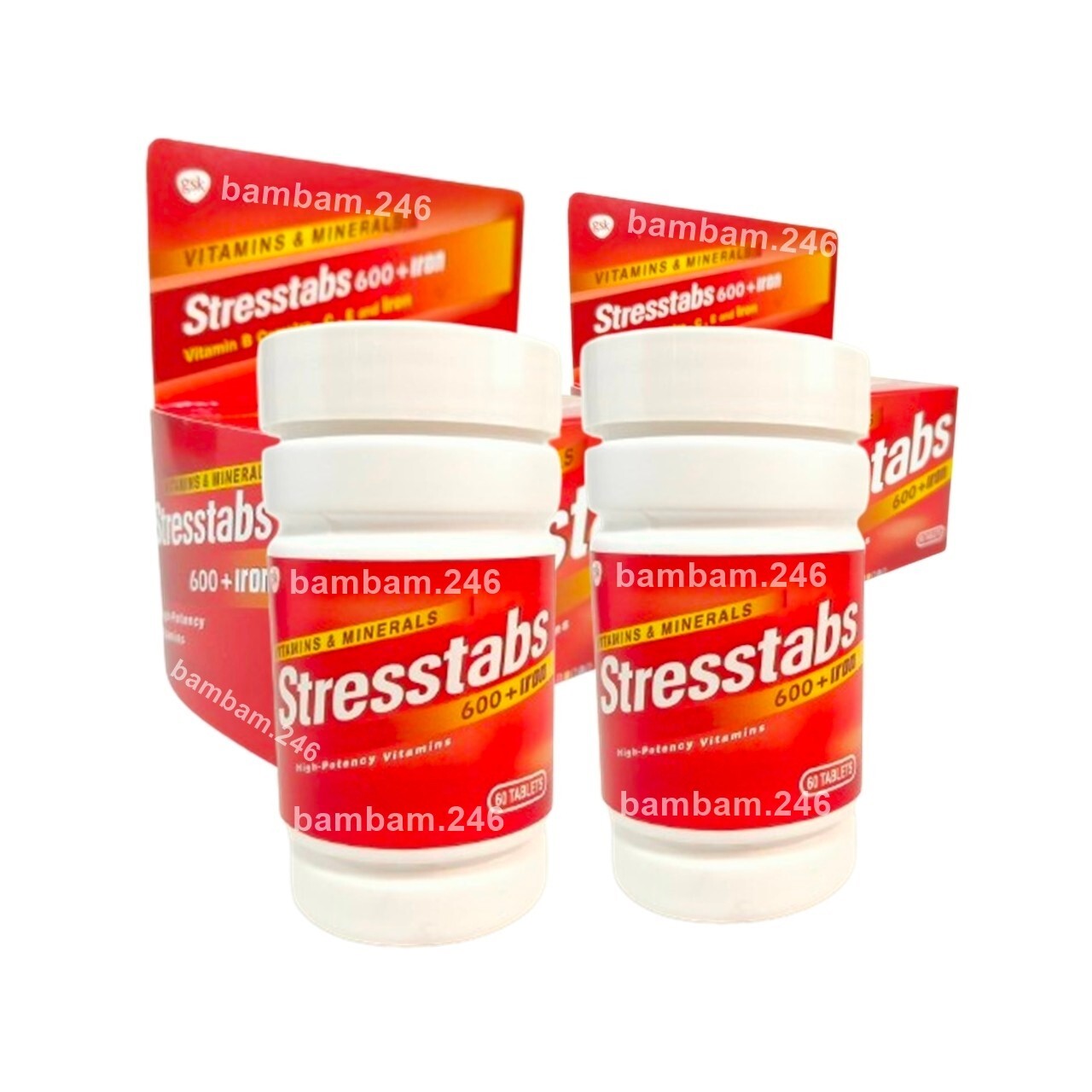 2x Stresstabs with Iron 60 Tablets Healthy Stress Relief for Women Fresh Bright