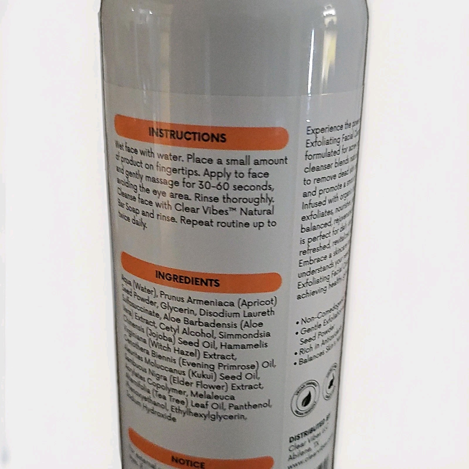 Clear Vibes Acne Facial Cleanser Non-Comedogenic, Face, 500 ml (16.9 fl oz)