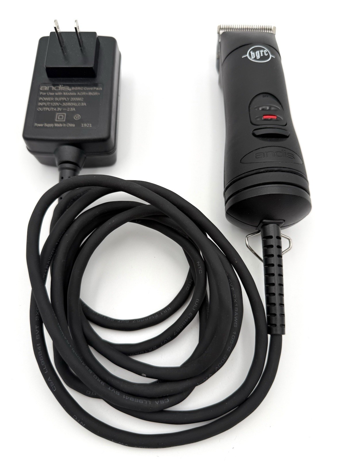 Andis BGRC Professional Corded Hair Clipper + Charger Base & Blades Lot Barber