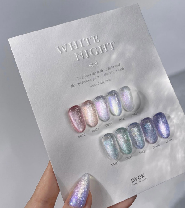 DVOK White Night Magnet Gel Polish Aurora Cat Eye Nail Gel K-Beauty