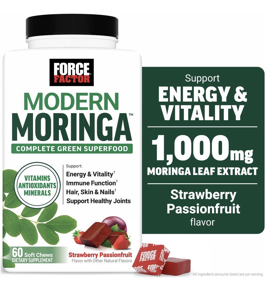 Force Factor Modern Moringa Energy Hair Skin Nails Immune B Vitamins 60 Chews..