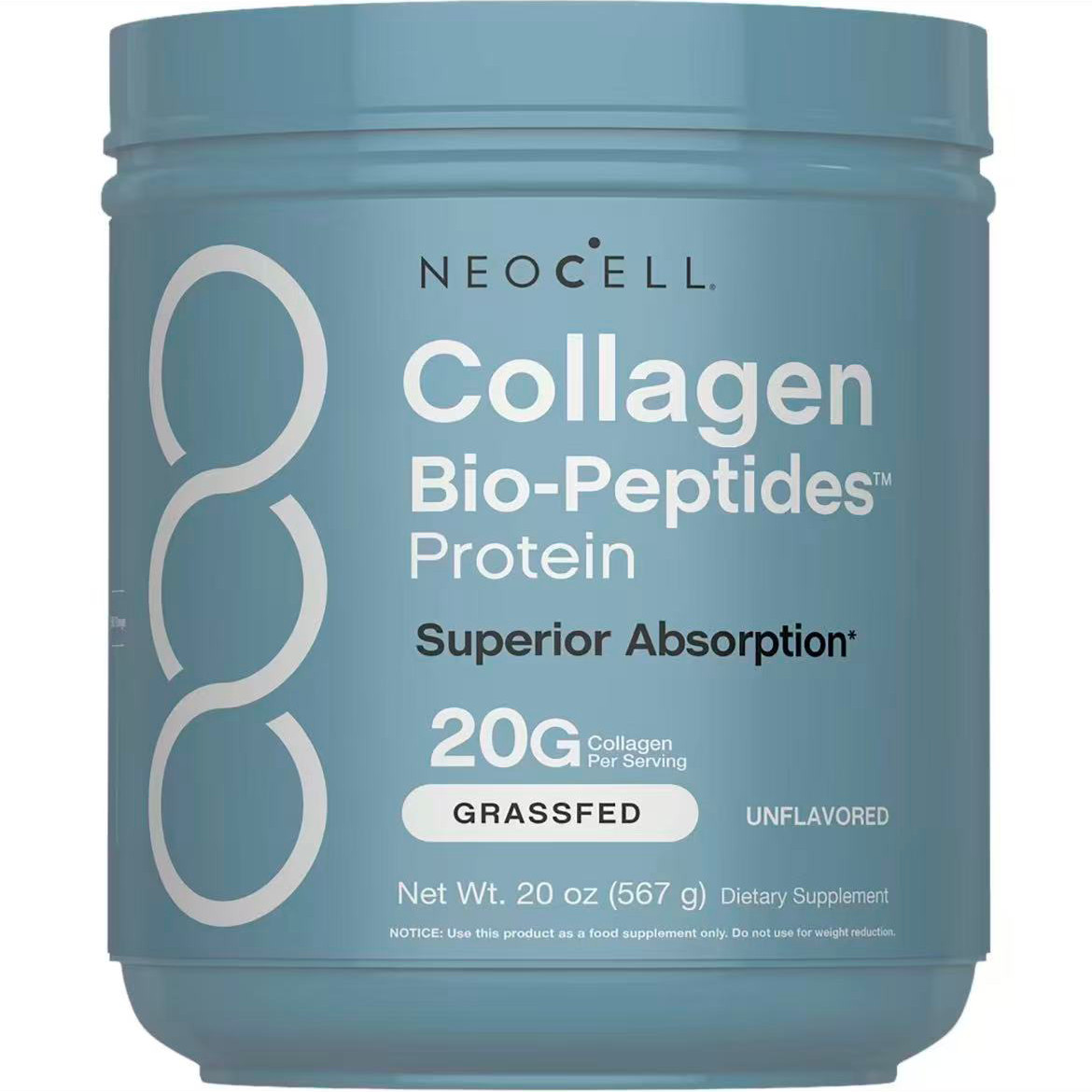 NeoCell Collagen Bio-Peptides Powder 20 Oz, Unflavored Grassfed Protein