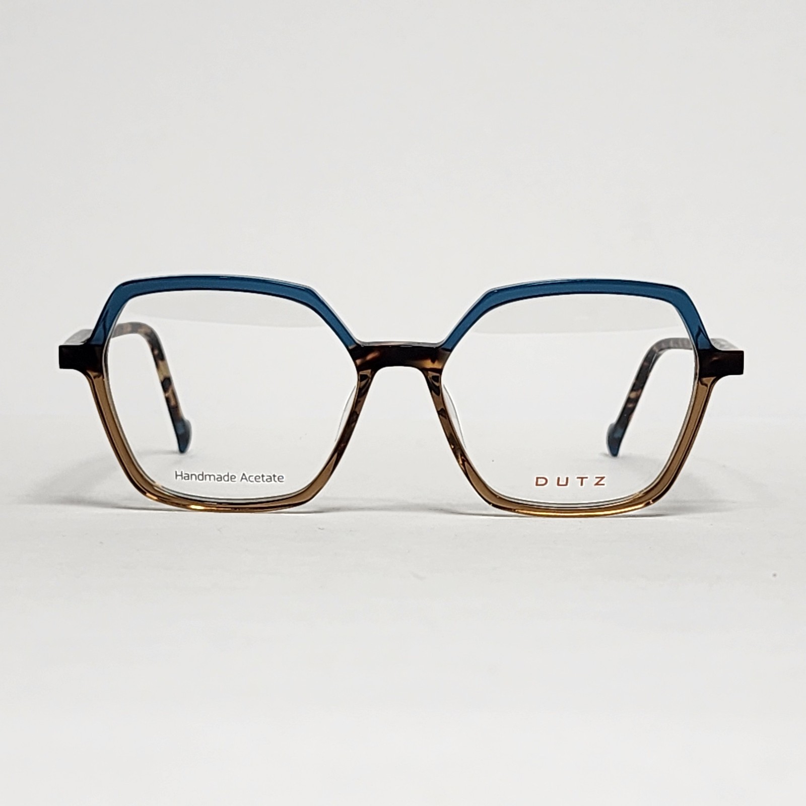 DUTZ DZ2300 Women’s Geometric Unique Glasses in Crystal Aqua/Brown Multi | 53mm