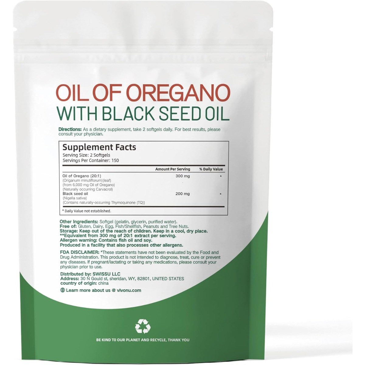 VivoNu Oil of Oregano & Black Seed Oil – Organic Softgels, Carvacrol,Non-GMO