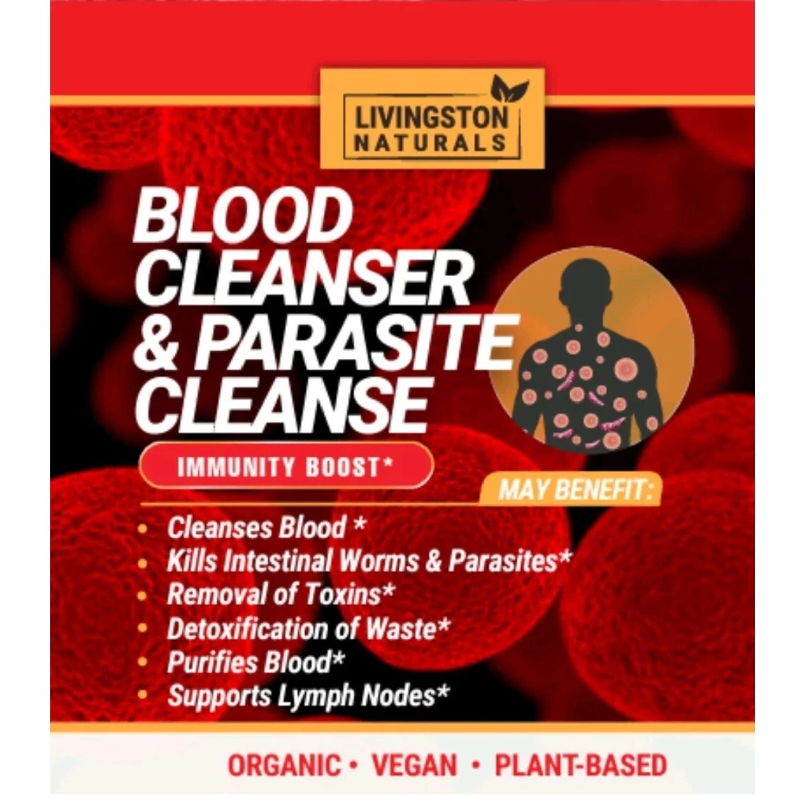 Organic BLOOD CLEANSER & PARASITE CLEANSE By Livingston Natural Herbal Lab