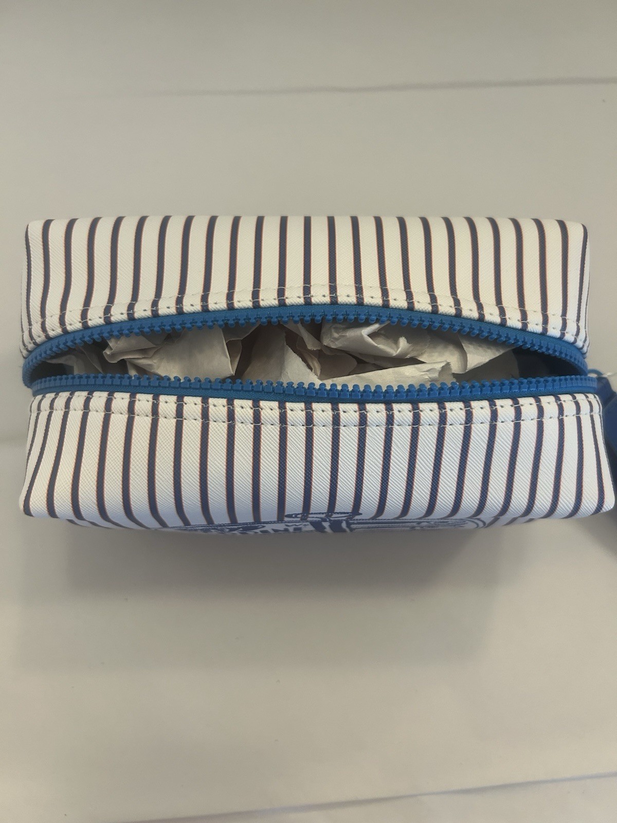SARDINE COSMETIC BAG by Dwell Studios Trendy Unique Blue & White NEW