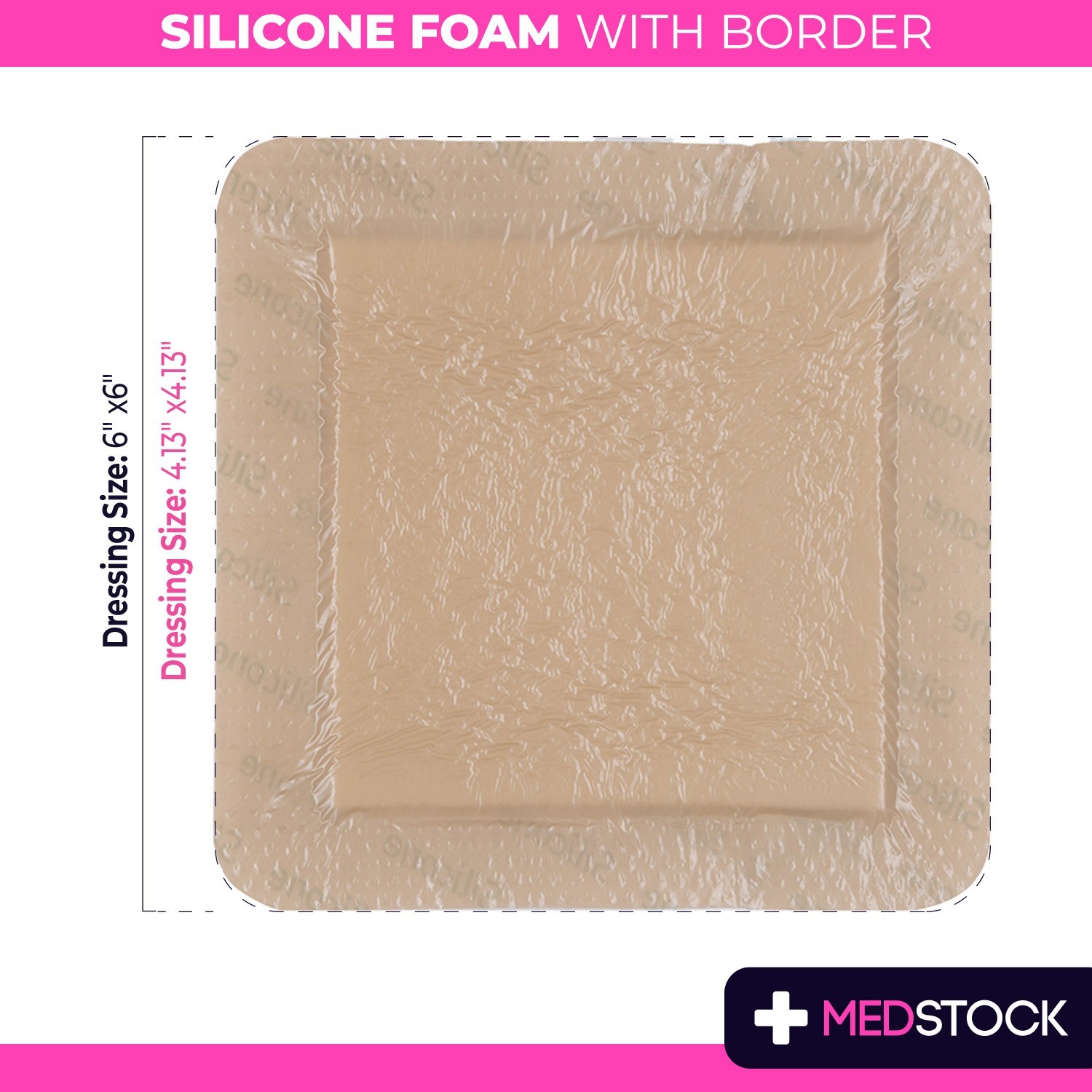 MEDSTOCK Silicone Foam Dressing with Border – 6″ x 6″ (Box of 5)