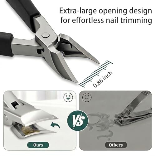Nail Clippers Set for Seniors Thick Toenails, Ingrown 30° Slanted Eagle black