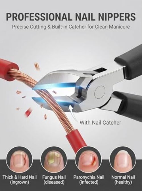 Nail Clippers Set for Seniors Thick Toenails, Ingrown 30° Slanted Eagle black