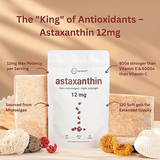 (1 PACK) Astaxanthin 120 Softgels 12mg – Supports Eye Health and Joint Health