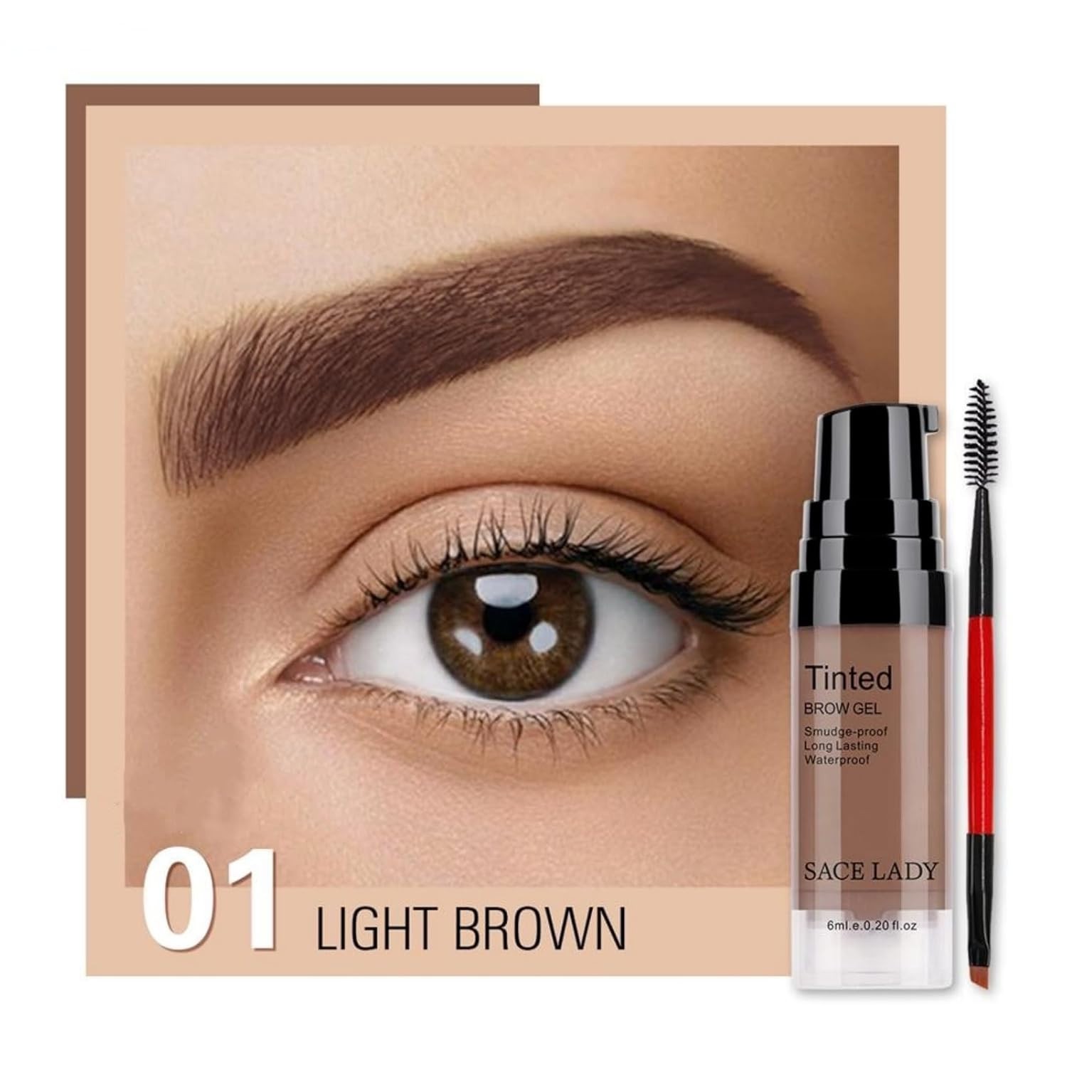 SACE LADY 3D Eyebrow Gel Waterproof 24H Brow Cream Light Brown
