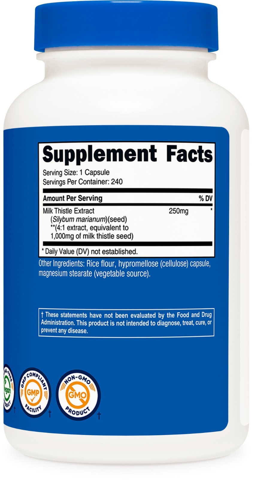 Nutricost Milk Thistle 250mg (1000mg Equivalent), 240 Vegetarian Capsules
