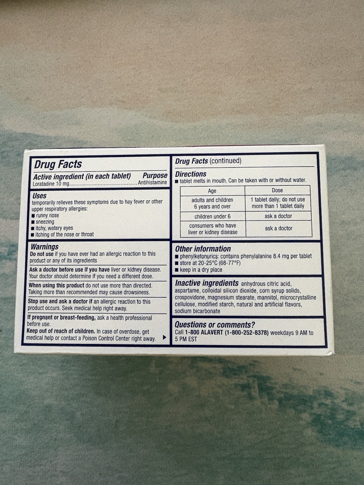 Alavert Allergy 24 Hour Relief, Fresh Mint, Orally Disintegrating, EXP: 09/2026