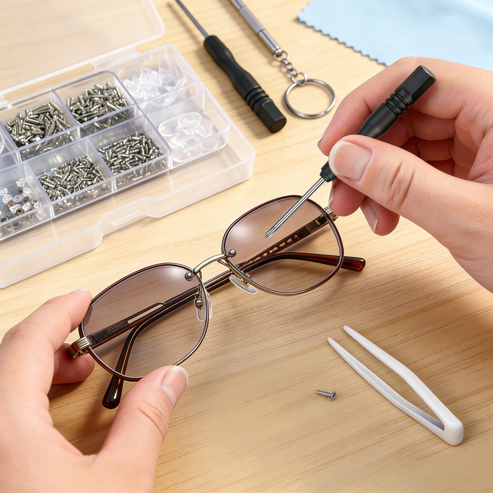 PTSLKHN Eyeglass Repair Kit with Screws, 15 Types Screws for Eyeglasses Fram…