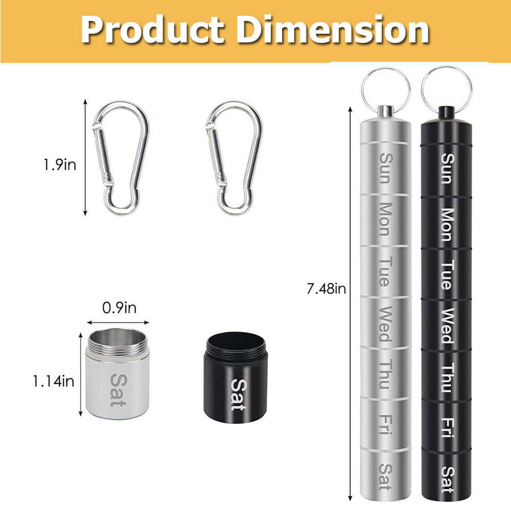 Weekly Metal Pill Box Organizer Portable 7 Days Waterproof Medicine Holder Case