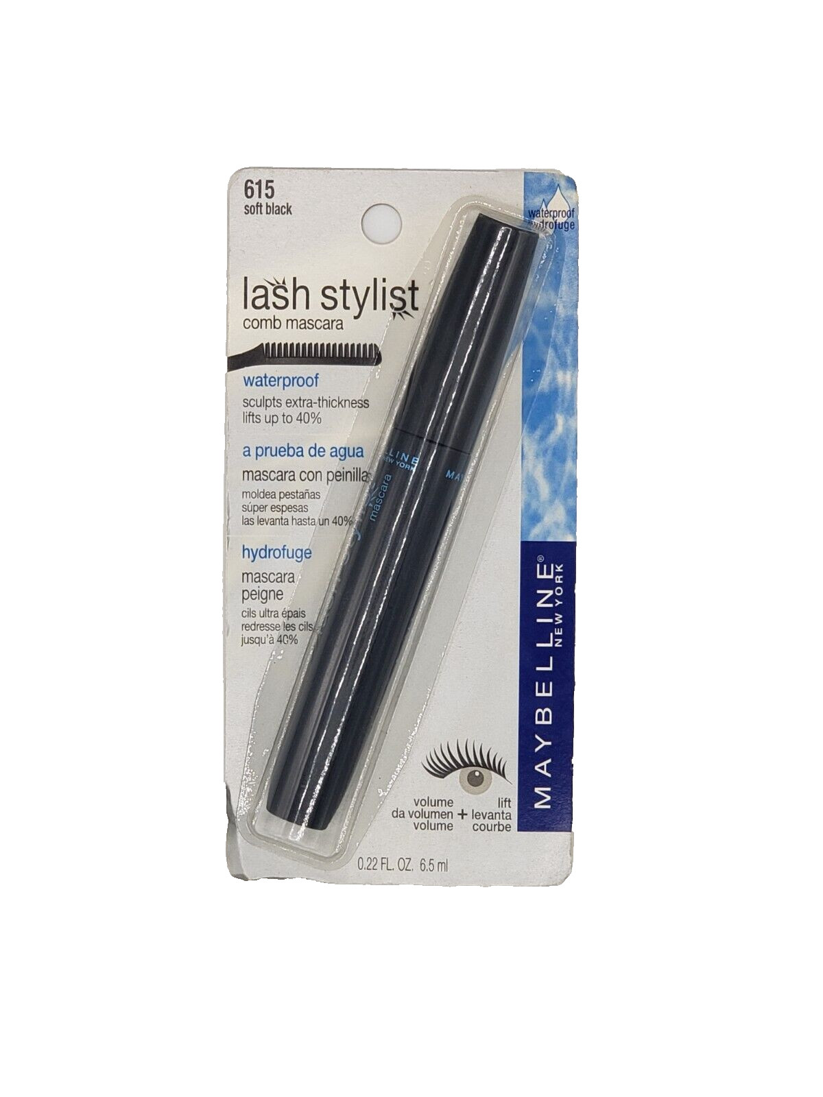 NEW Maybelline New York Lash Stylist Comb Waterproof Mascara 615 Soft Black