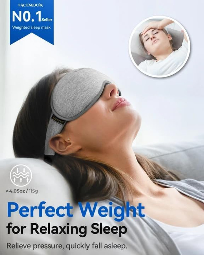 Weighted Eye Mask for Sleeping – 3D Blackout Sleep Mask for Women Men, Zero Eye