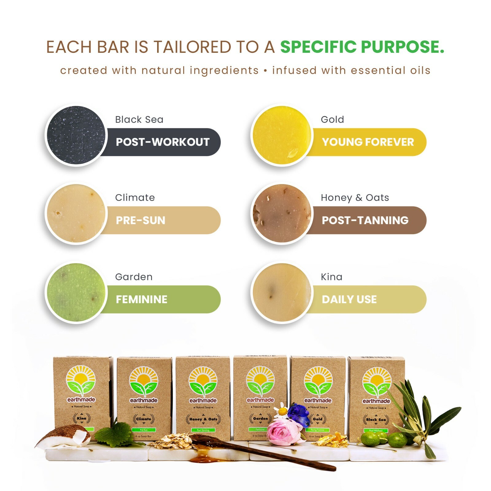 Earthmade Honey and Oats Soap, All-natural Body Soap with Aloe Vera