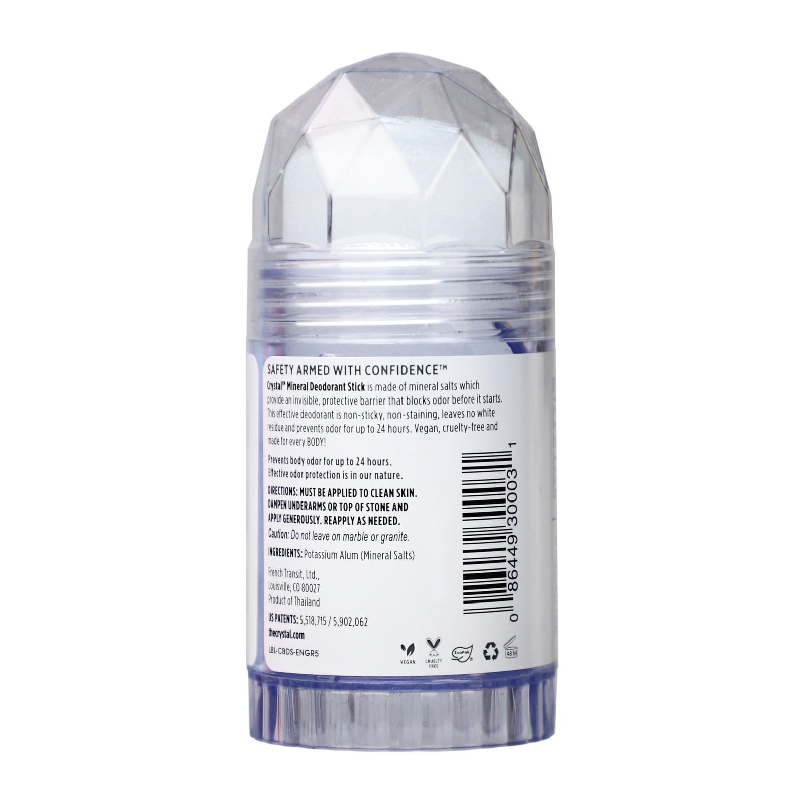 Crystal Mineral Deodorant Stick, Unscented 4.25 Ounce (Pack of 3), White