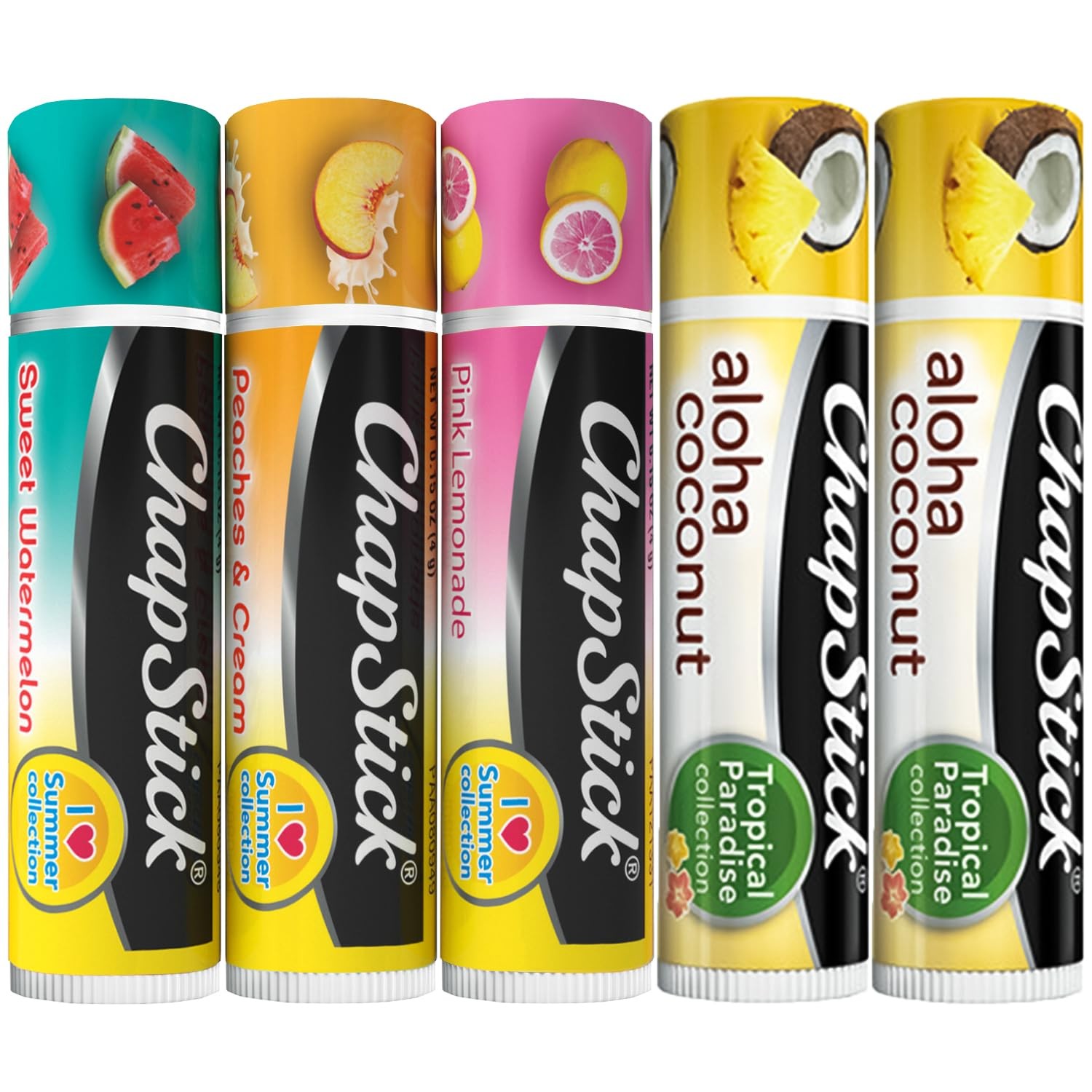 Lip Care Bundle I Love Summer Collection Aloha Coconut Balm 0.15 Oz 5 Piece