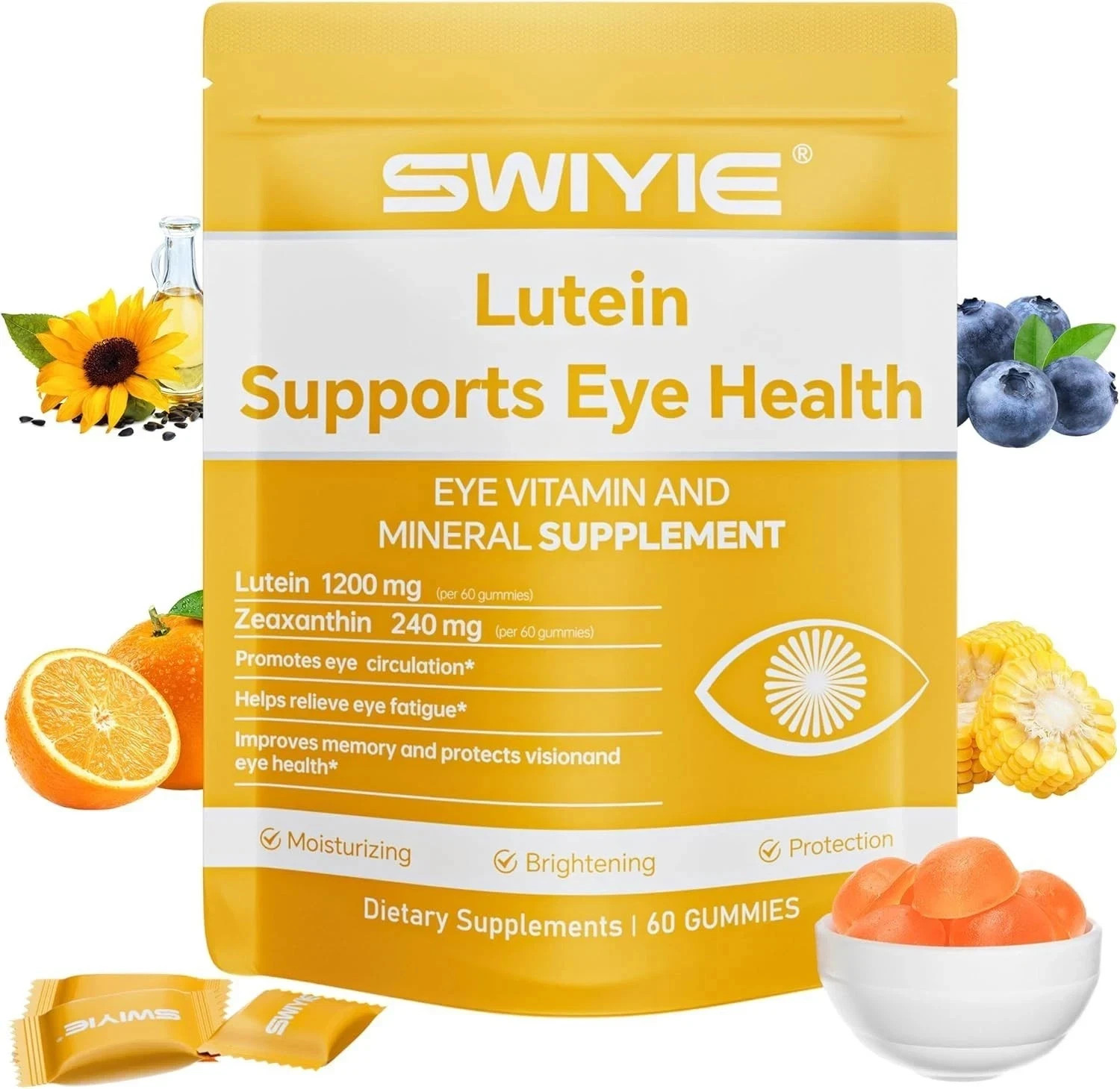 SWIYIE Lutein Gummies – Eye Health Support with Lutein & Zeaxanthin, 60 Gummies