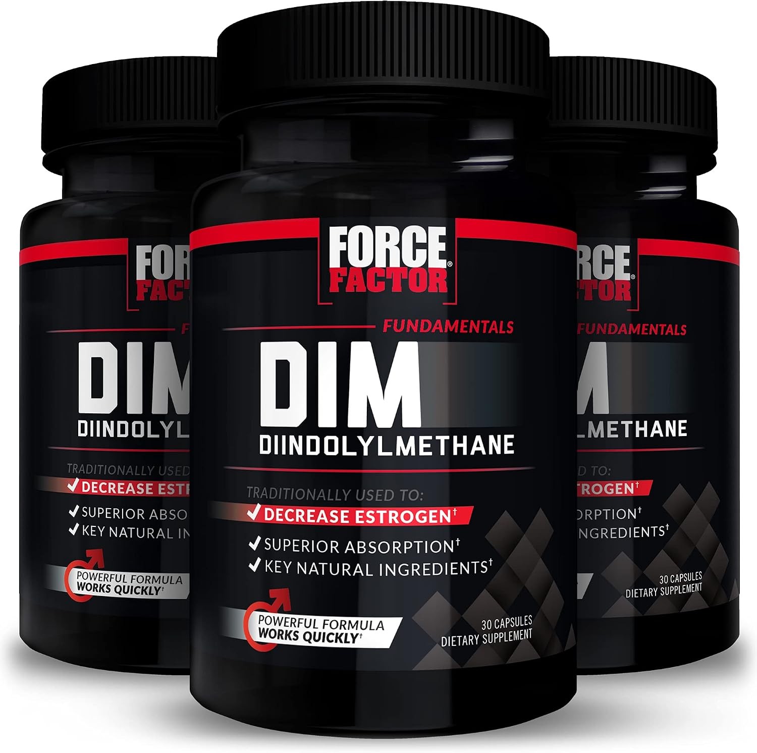 Force Factor DIM, 3-Pack, Pills to Decrease Estrogen in Men, Diindolylmethane Su