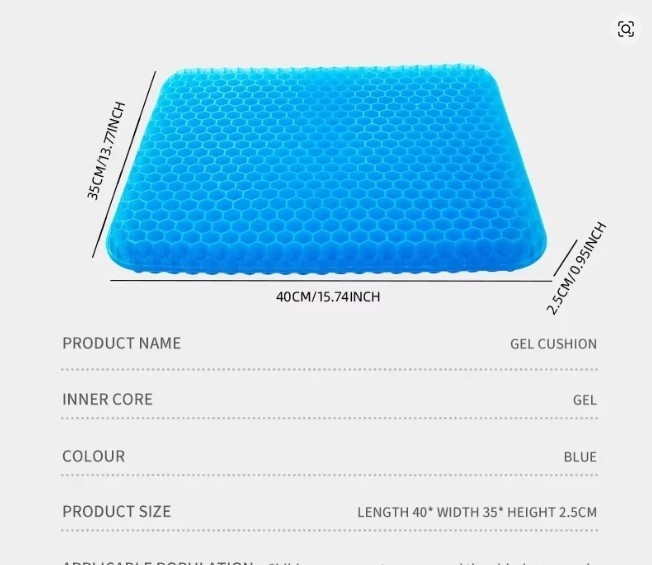 Gel Seat Cushion for Long Sitting Pressure Relief Back Tailbone Pain Wheelchair
