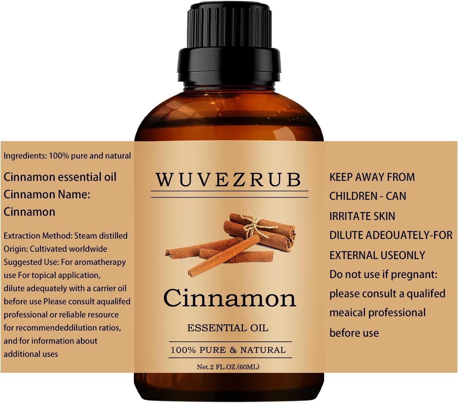 100% Pure Cinnamon Essential Oil 60ML – Ideal for Diffuser and DIY Projects