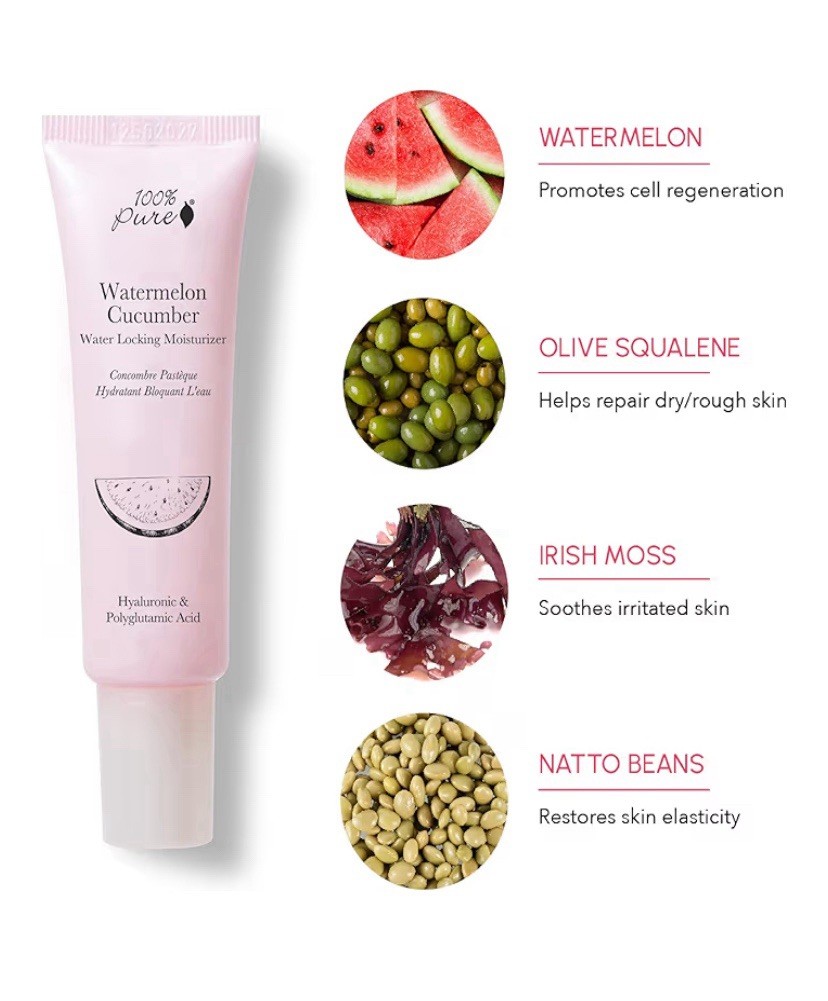 100% Pure Watermelon Cucumber Water Locking Face Moisturizer Lotion 1.4 fl oz