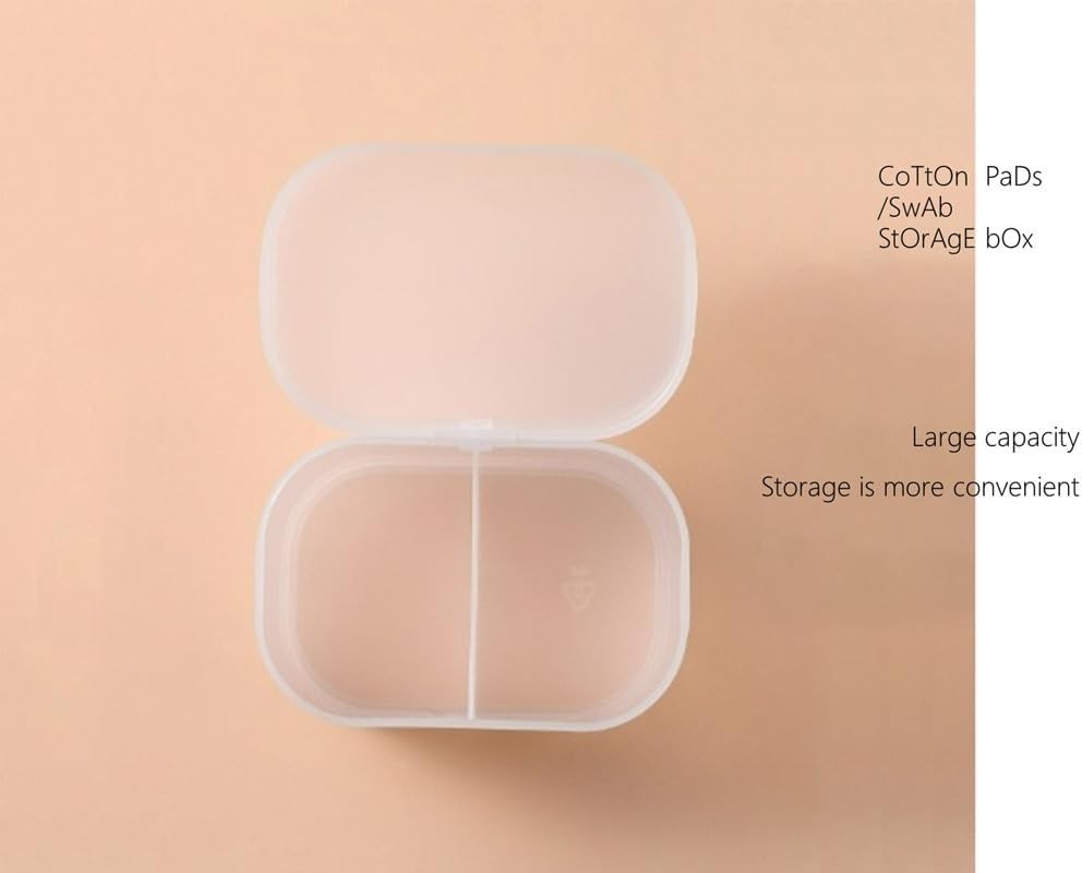 2 in 1 Acrylic Cotton Pads Swabs Storage Box W/ Double Layer & Dust-Proof Lid