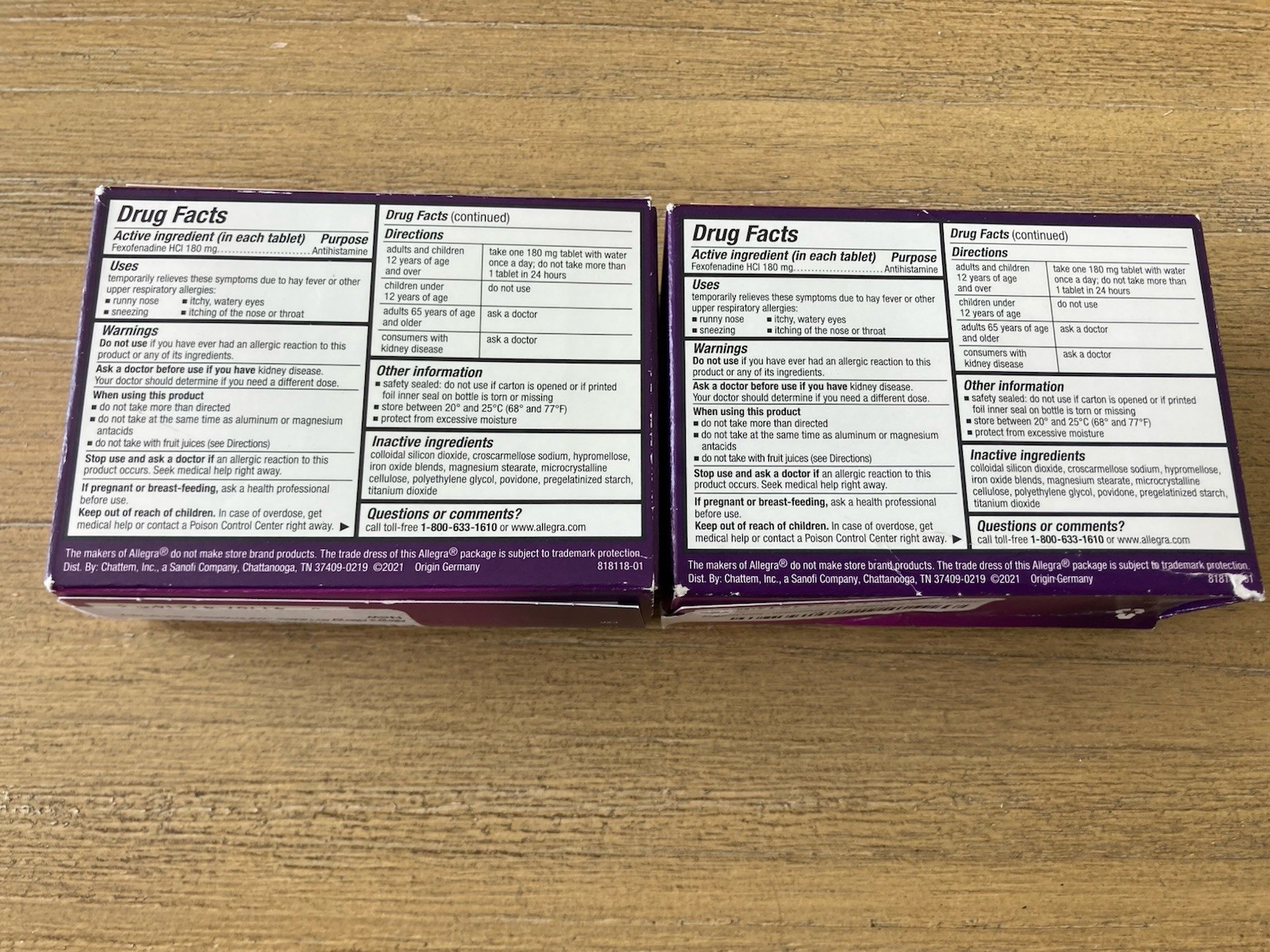 2 Allegra Allergy 24HR Fexofenadine HCL 180 mg /Antihistamine 40 Ct Exp: 10-2025