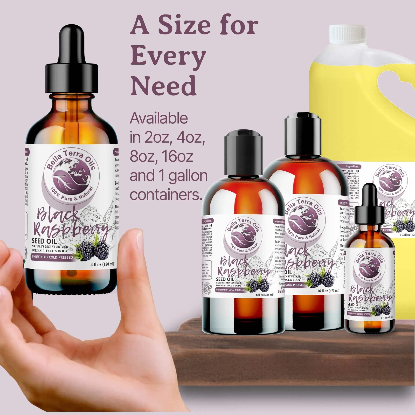 Black Raspberry Seed Oil: Cold-Pressed, Pure, For Skin and Hair Nourishment