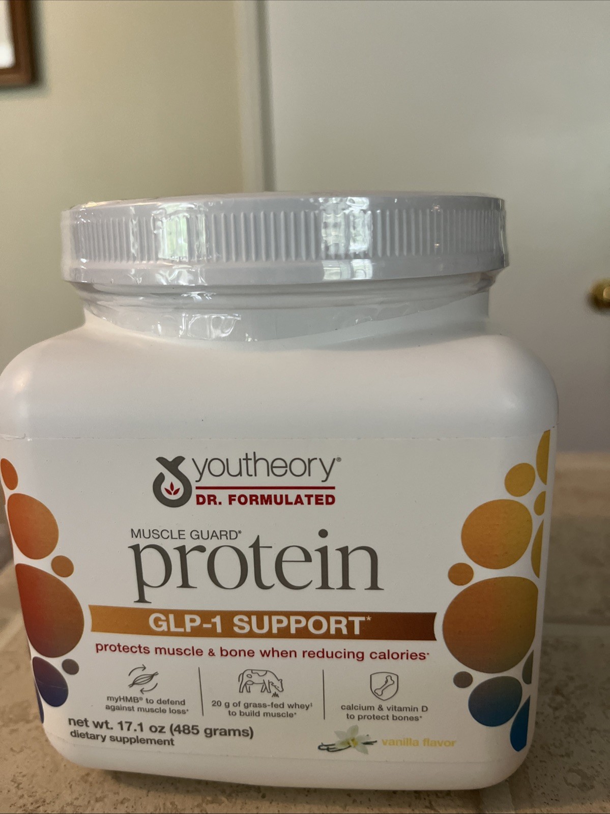 Youtheory Muscle Guard Protein Support Vanilla Powder 17.1 oz Exp 8/2026 New
