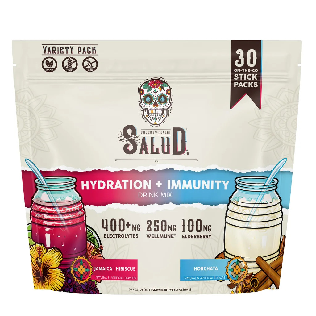 Taste Salud Hydration Drink Mix Variety Pack Jamaica Hibiscus Horchata 30 count