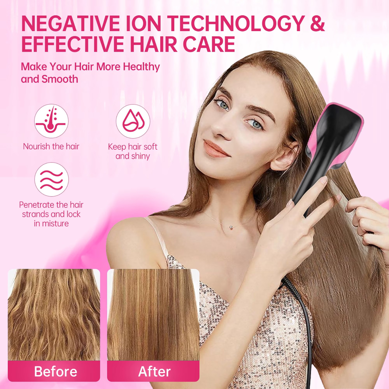 Morfone 2-in-1 Hair Dryer Brush Volumizer Ionic Styler FREE SHIP