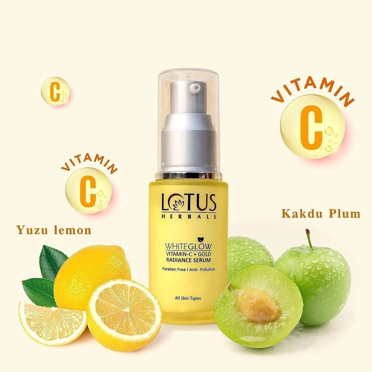 Lotus Herbals WhiteGlow Vitamin C and Gold Radiance Face Serum 30ml,