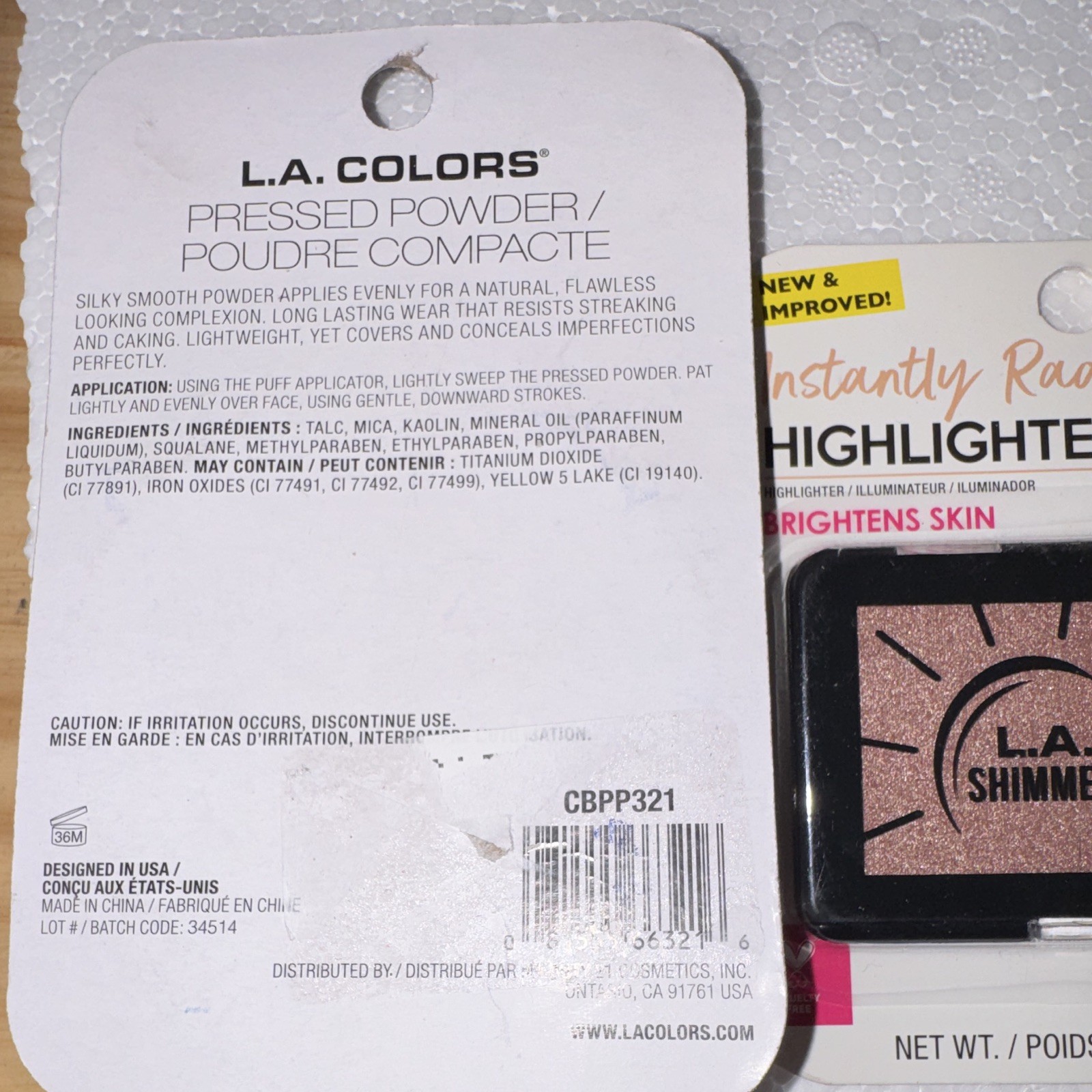 L.A. COLORS Cruelty-Free Full Size Lot: Pressed Powder + Highlighter + Top Coat
