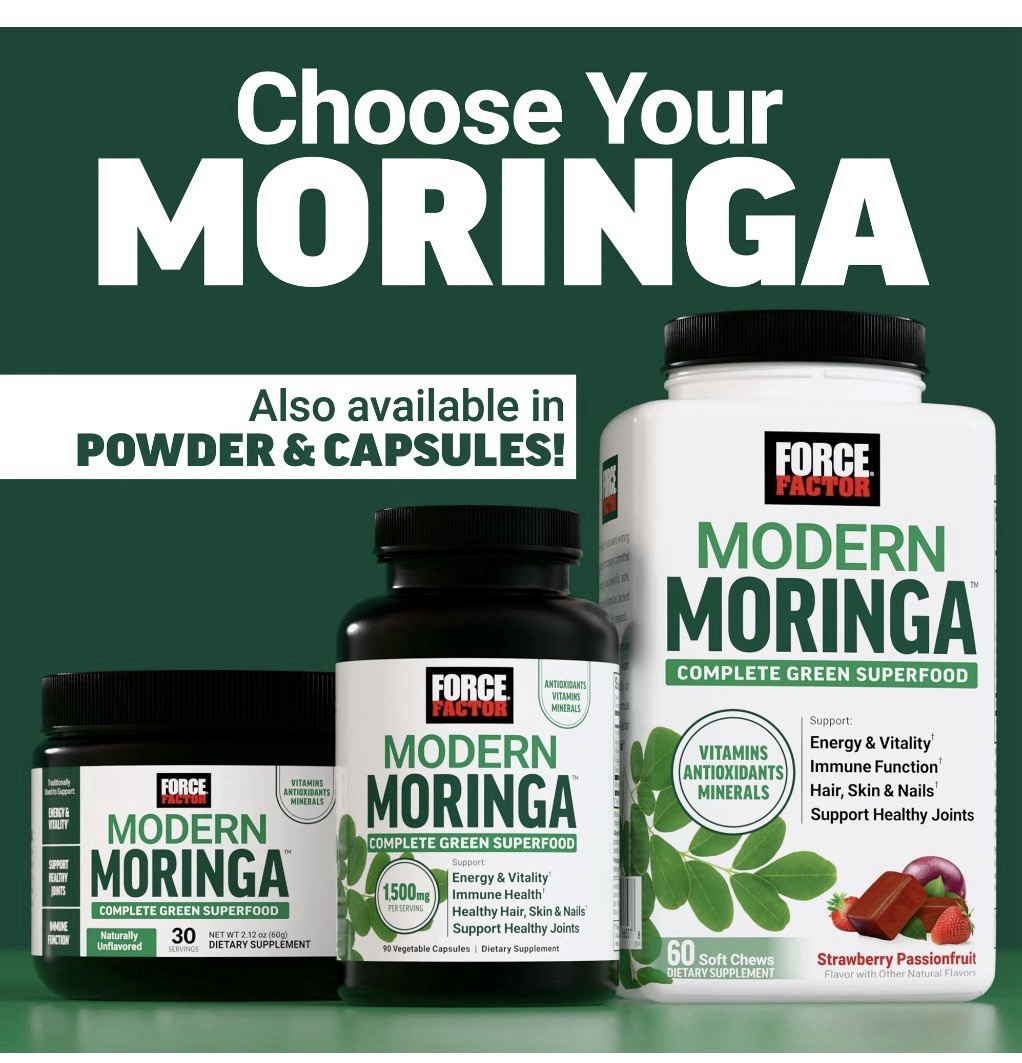 Force Factor Modern Moringa Energy Hair Skin Nails Immune B Vitamins 60 Chews..