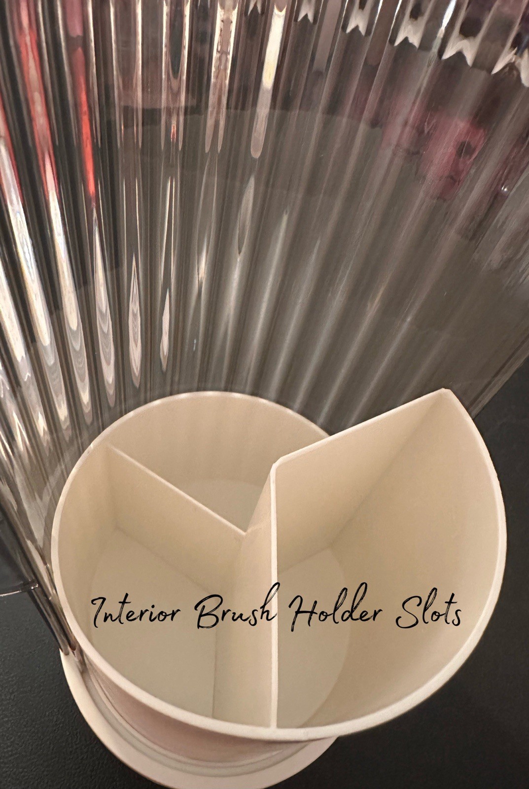 NEW Clear Dust Proof 360 Deg Rotating Makeup Brush Holder, Organizer White Base