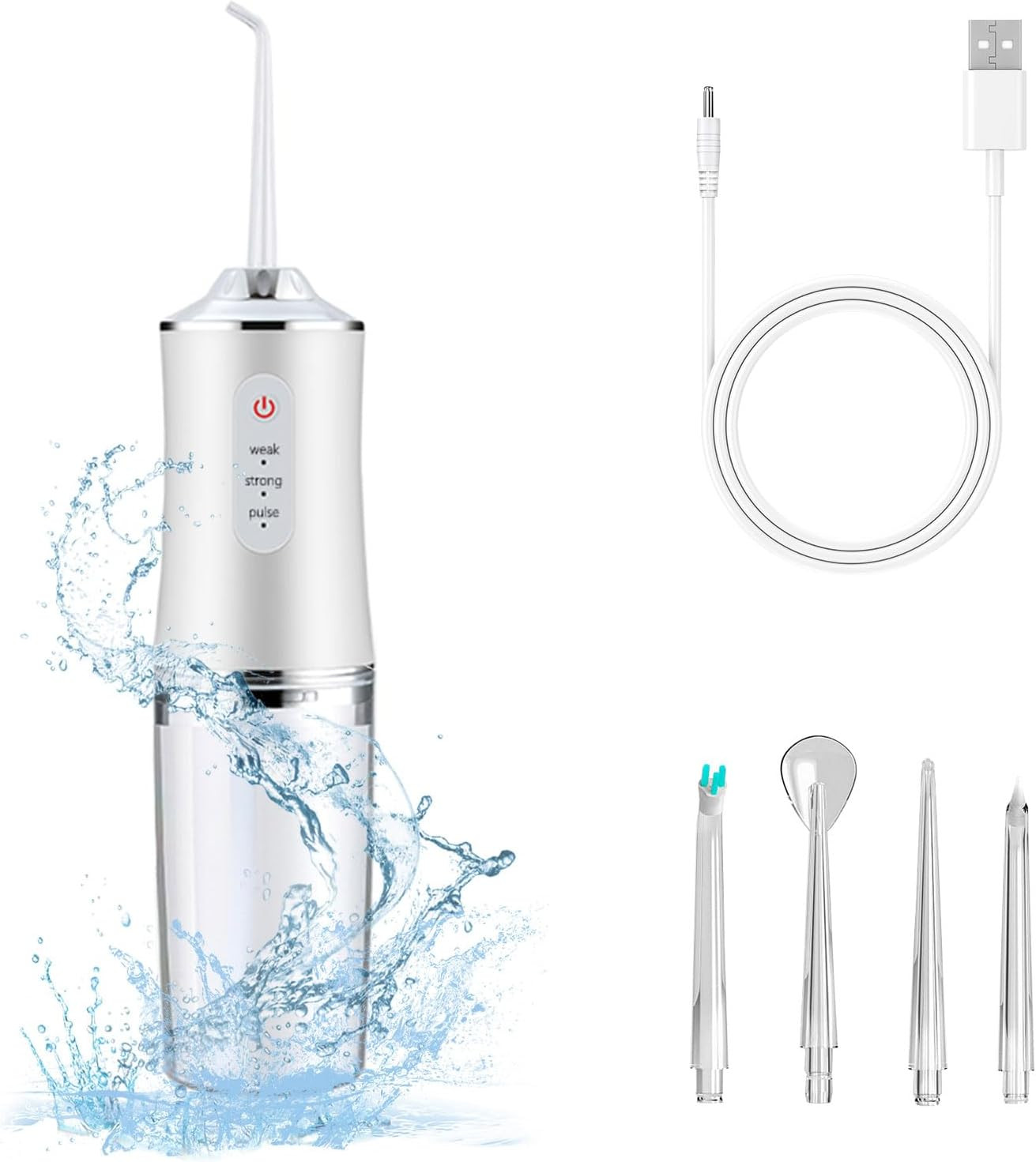 Electric Water Flosser Cordless for Teeth 3 Modes 4 Jet Tips Cleaning and Flossi