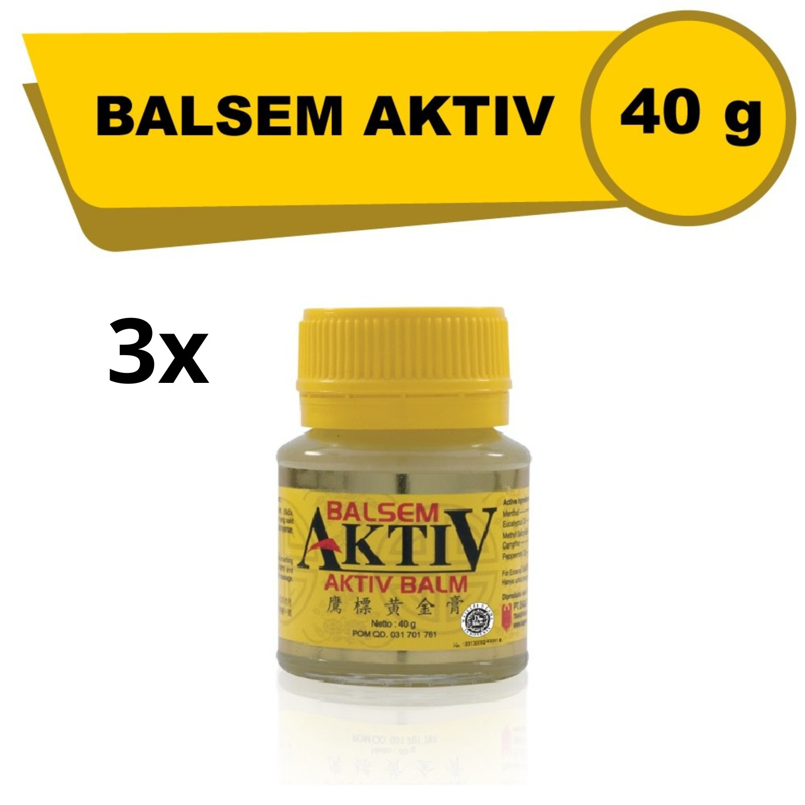 3x AKTIV Balm Cap Lang Neck Muscle Pain Relief 40g US FREE TAX & SHIPPING