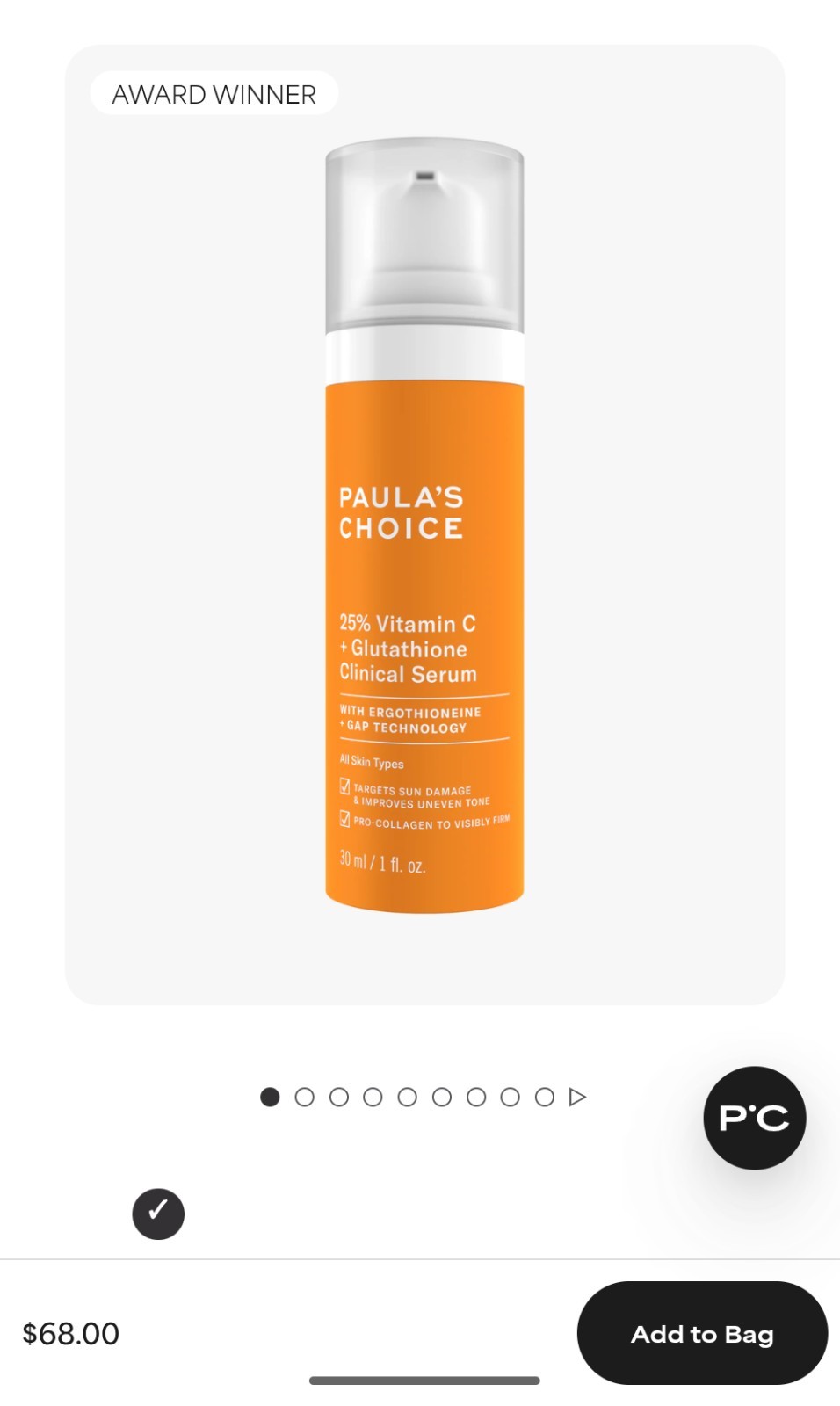 Paula’s Choice 25% Vitamin C + Glutathione Clinical Serum 1 fl oz New, Sealed!