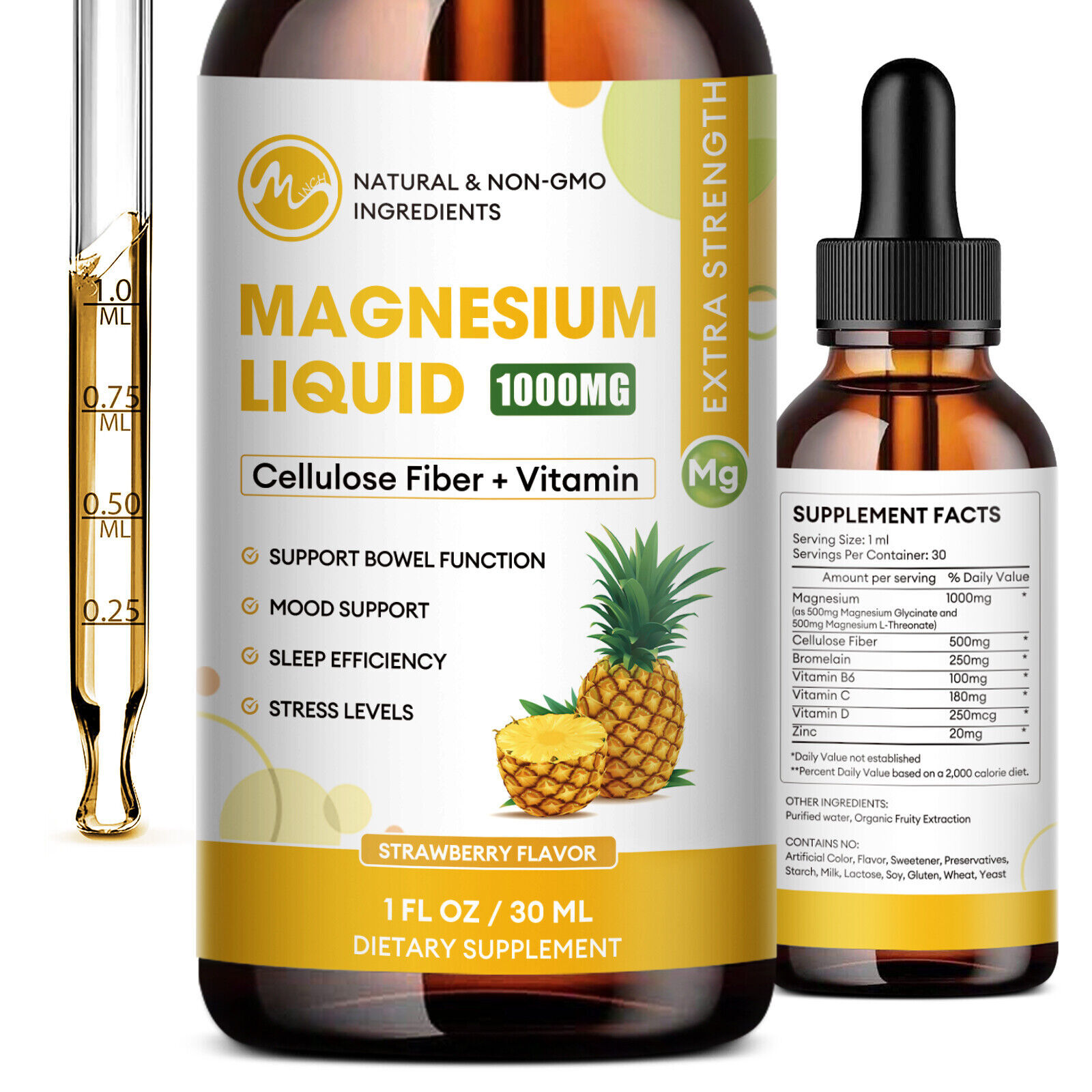 Premium Magnesium Liquid Drops,Magnesium Glycinate,Improve Sleep Anxiety Relief