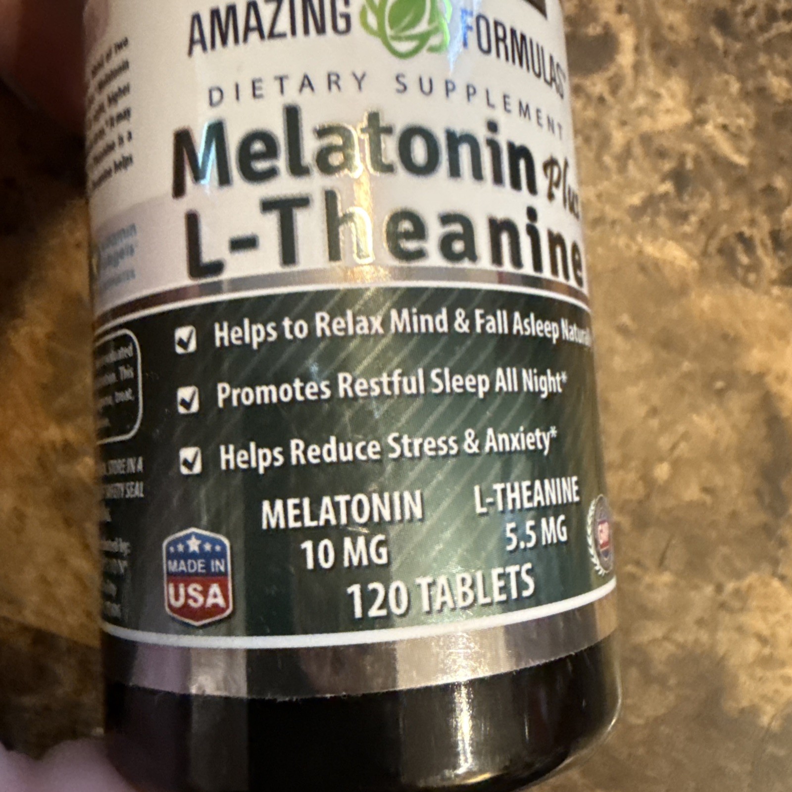 Amazing Formulas Melatonin Plus 10 mg L-Theanine 5.5 mg 120 Tablets