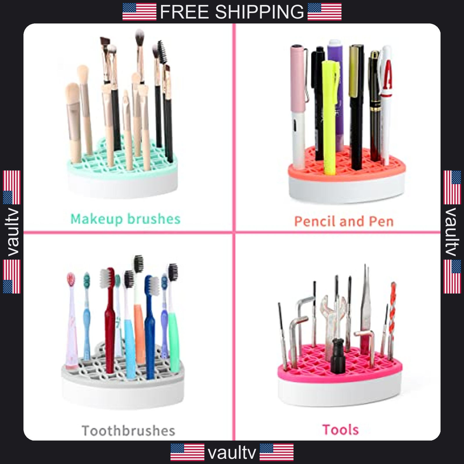 Silicone Makeup Brush Holder Cosmetic Organizer Pen Pencil Case Sewing Tool Pink