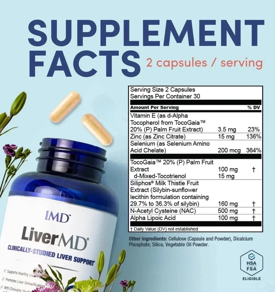 2 Packs 1MD Nutrition LiverMD – Liver Support Supplement New | Exp 12/2027…